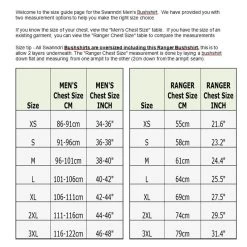 Swanndri Ranger Wool Bushshirt - Olive -Camping Supplies Sale Swanndri Sizing Information